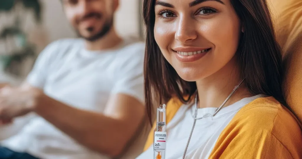 Woman looking refreshed and energized, representing the positive results of an IV Therapy for Energy session